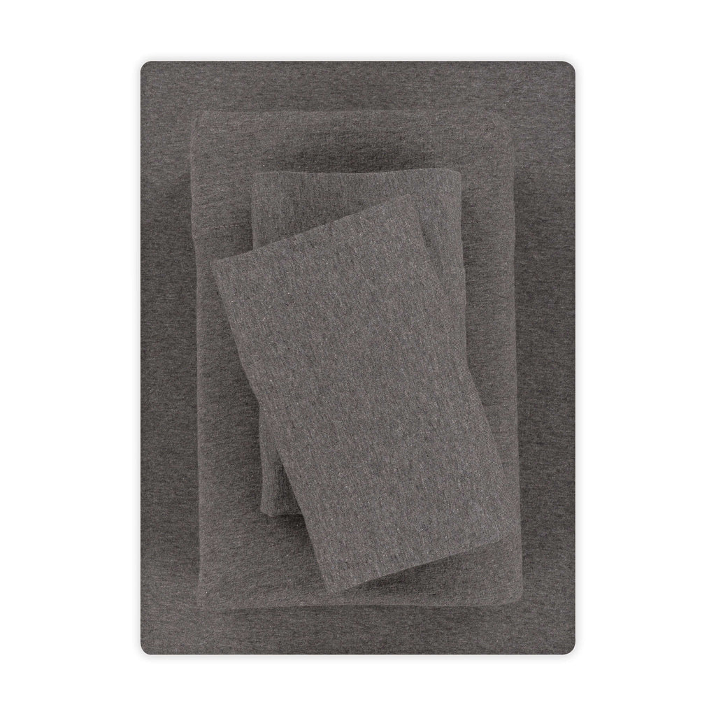 Mainstays Cotton Rich Extra Soft Jersey Bed Sheet Set, Queen, Charcoal, 4 Pieces